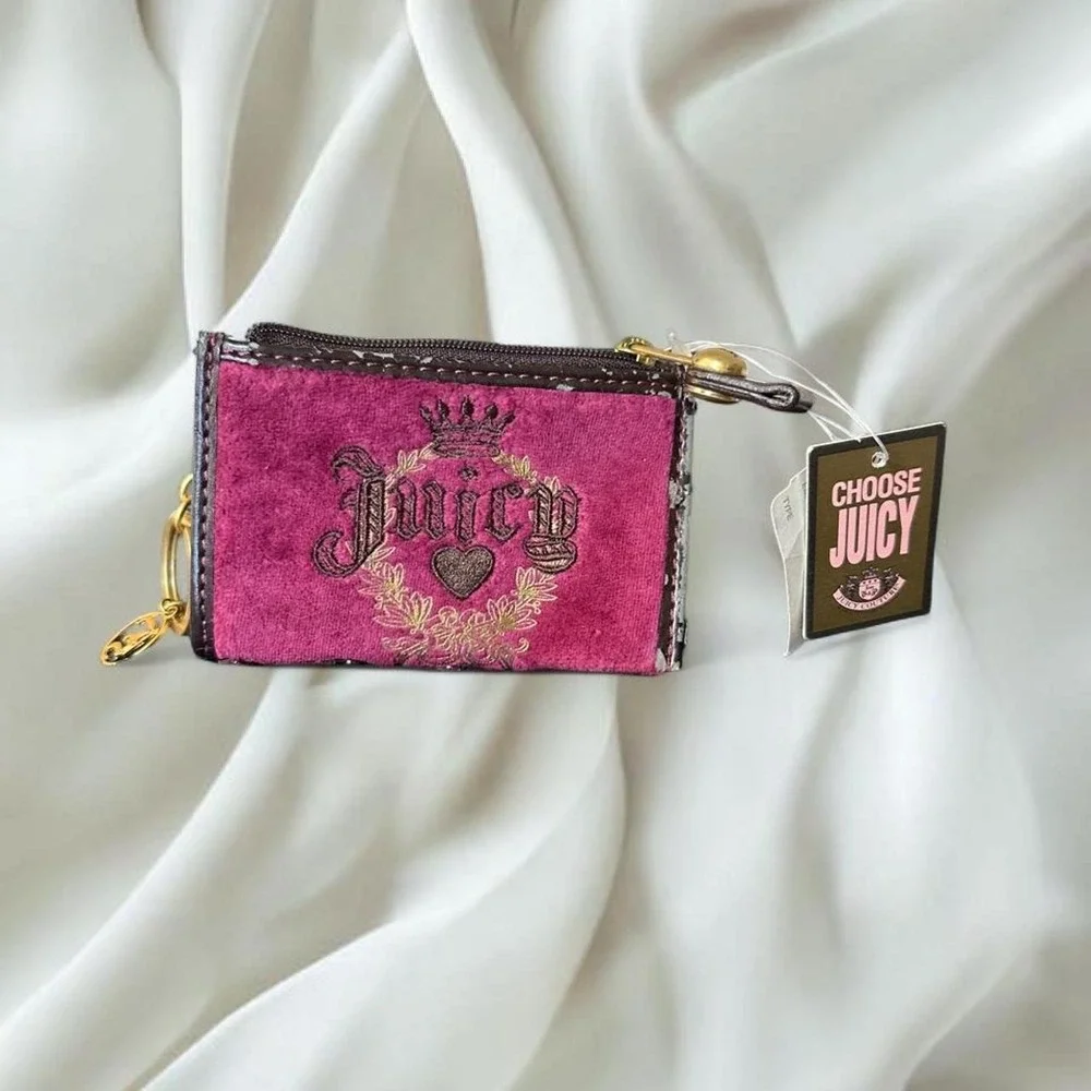 NWT Juicy Couture velour burgundy card holder gold detailing y2k vintage